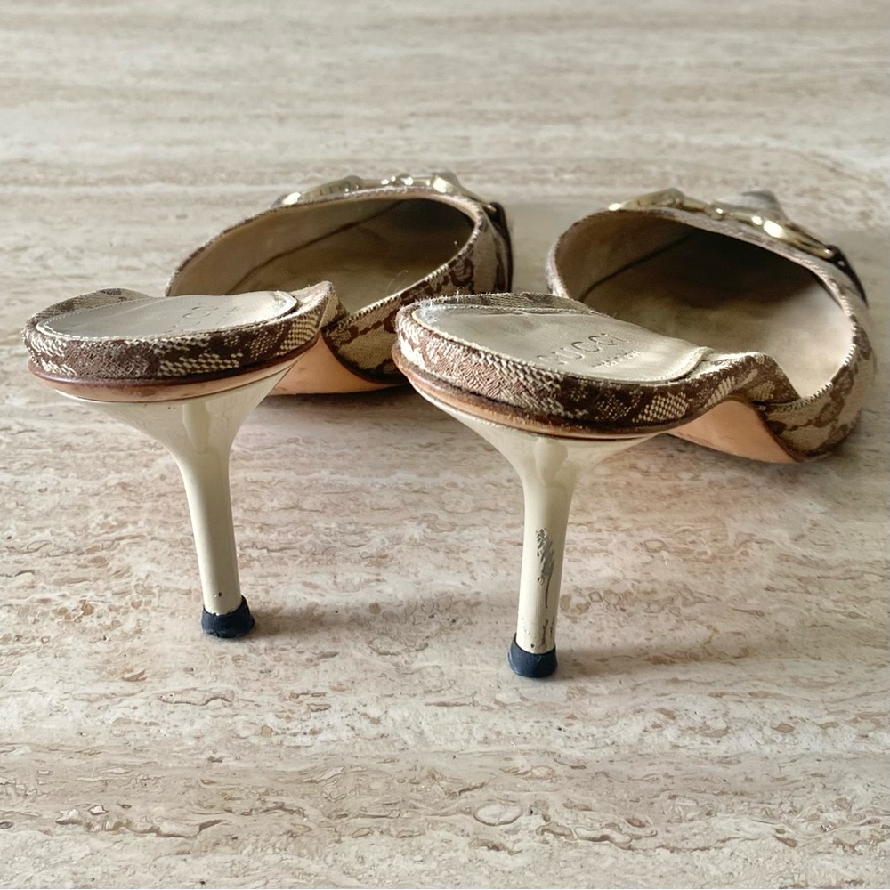 Vintage Gucci Guccissima Canvas Horsebit Mule Heels - Picture 6 of 8